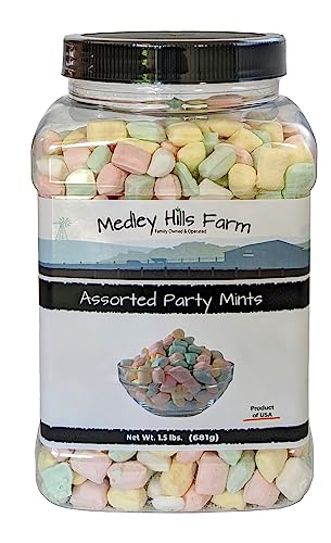 Assorted Party Mints By Medley Hills Farm in Reusable Container 1.5 lbs. - Great wedding mints for guests, baby shower or birthday party - Product