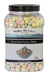 Assorted Party Mints By Medley Hills Farm in Reusable Container 1.5 lbs. - Great wedding mints for guests, baby shower or birthday party - Product