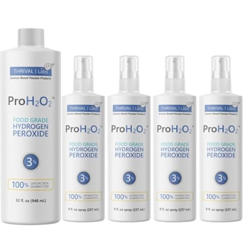 Thrival Labs ProH2O2 3% Food Grade Hydrogen Peroxide - Natural Cleaner & Disinfectant - For Household Use - Ideal for Cleaning, Sanitizing & Gargle