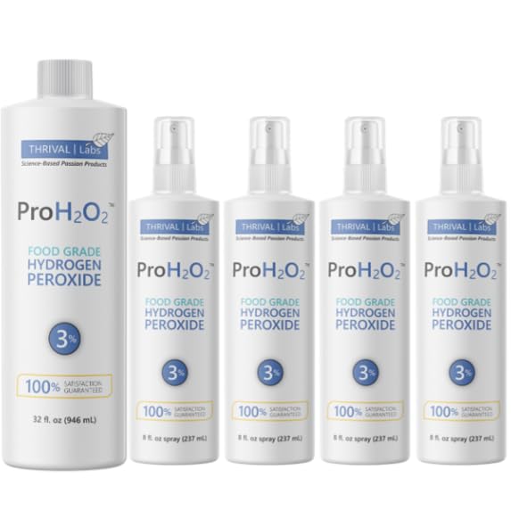 Thrival Labs ProH2O2 3% Food Grade Hydrogen Peroxide - Natural Cleaner & Disinfectant - For Household Use - Ideal for Cleaning, Sanitizing & Gargle