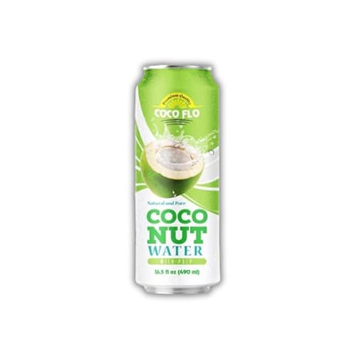 Coco Flo Coconut Water with Pulp and Roasted Coconut Chunks Refreshing Tropical Coconut Drink with Real Coconut Pieces Ready to Drink Beverage 16.56