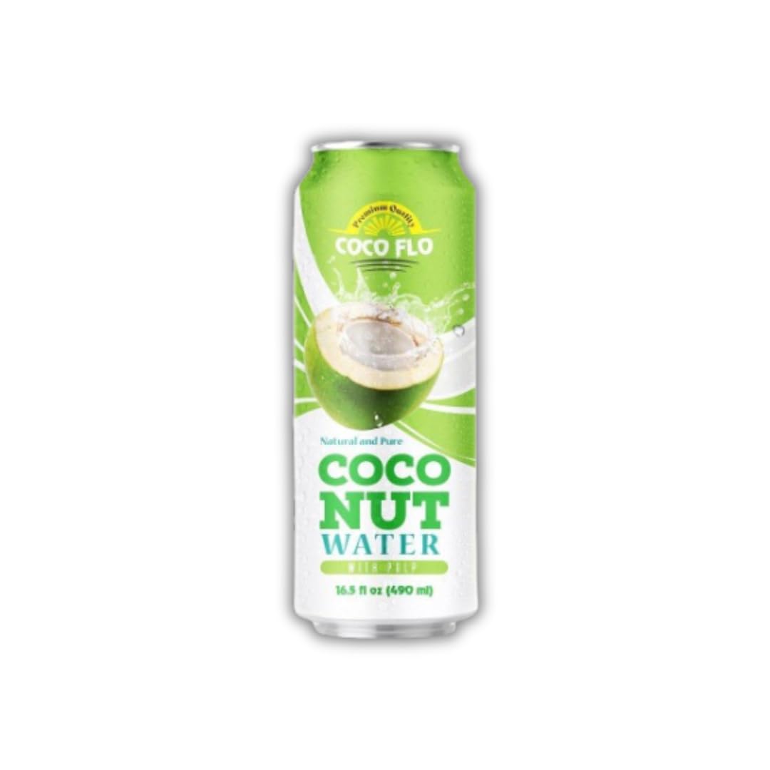 Coco Flo Coconut Water with Pulp and Roasted Coconut Chunks Refreshing Tropical Coconut Drink with Real Coconut Pieces Ready to Drink Beverage 16.56