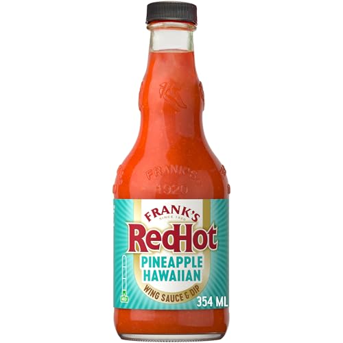 Frank’s RedHot Wing Sauce & Dip, Pineapple Hawaiian, Tropical, Sweet Mild Heat, Toss, Top, or Dip with Chicken Wings, Shrimp, Rice Bowls, and Fish