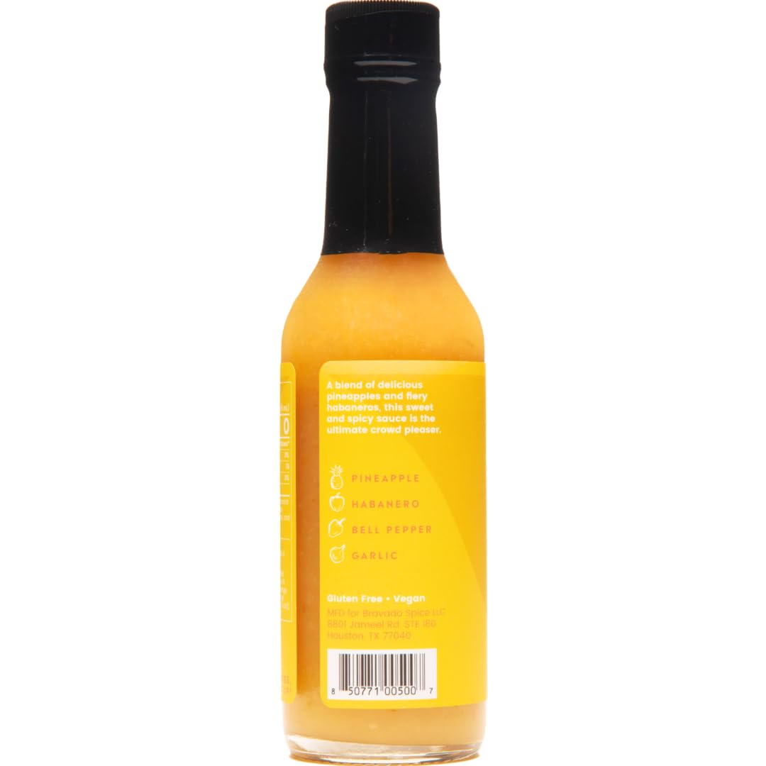 Pineapple And Habanero Hot Sauce By Bravado Spice Gluten Free, Vegan, Low Carb, Paleo Hot Sauce All Natural 5 oz Hot Sauce Bottle Award Winning