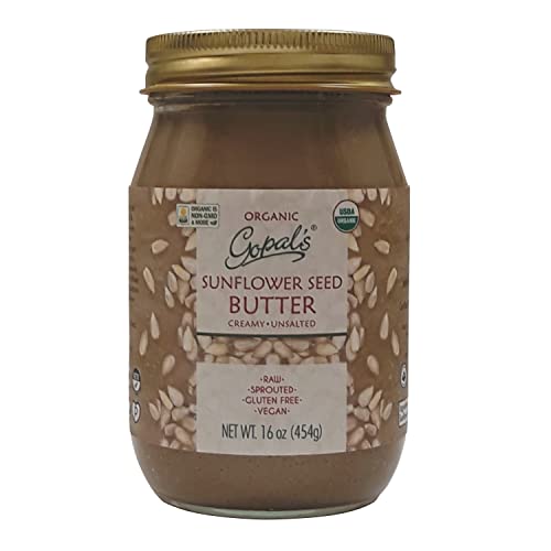 Gopal’s Sprouted Organic Raw Sunflower Seed Butter, 100% Gluten-Free (Unsalted) 16 Ounces | Keto, and Paleo-Friendly
