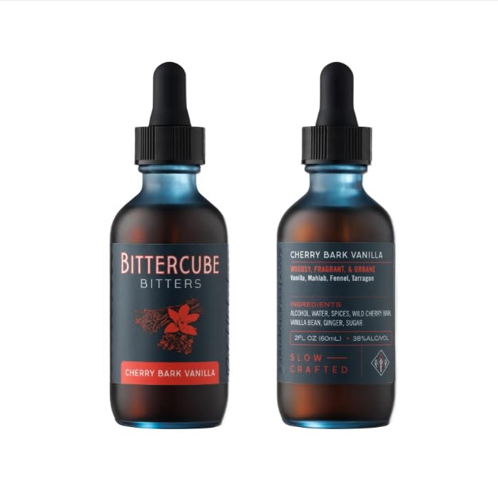 Bittercube Cherry Bark Vanilla Cocktail Bitters, 2 oz - Wild Cherry Bark, Vanilla Bean & Spice - Perfect for Old Fashioned, Manhattan, Whiskey Sour