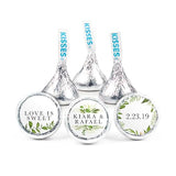 2.7 lb Personalized Wedding Candy Favors Kisses (270 Kisses) - Botanical Sticker Design- Assembly Required