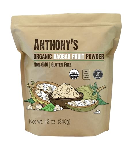 Anthony's Organic Baobab Fruit Powder, 12 oz, Gluten Free, Non GMO