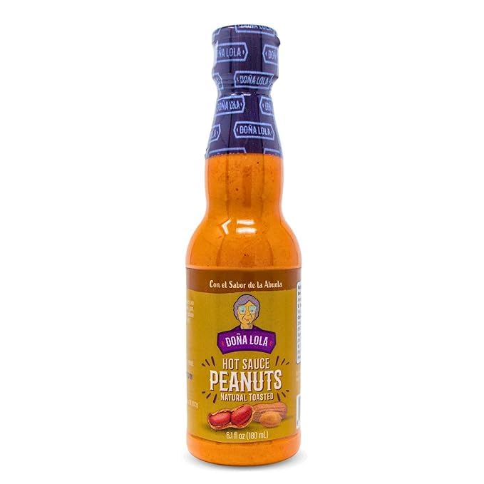 DOÑA LOLA HOT SAUCE, 6.1 Fl.Oz., Made in Mexico, No Artificial Flavors or Colors (Peanuts Natural Toasted)