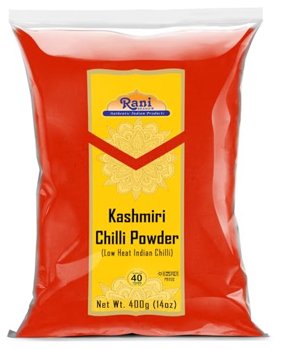 Rani Kashmiri Chilli Powder (Deggi Mirch, Low Heat) Ground Indian Spice 14oz (400g) ~ All Natural, Salt-Free | Vegan | No Colors | Gluten Friendly |