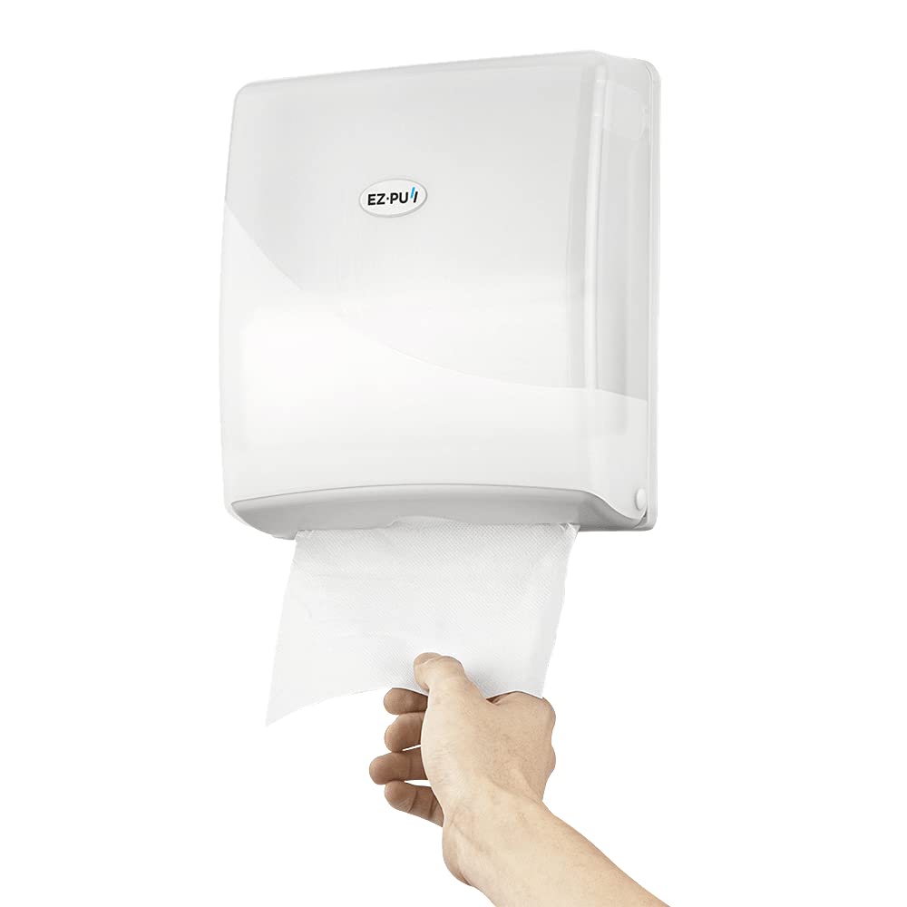 EZbrnd Wall Mount SLIMFOLD Hand Towel Dispenser for Kitchen/Washroom/Office/RV/Airbnb, Pearl White, 3210-EZ