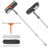Chabatree Window Squeegee Cleaner Set 2-in-1 Window Cleaning Tool with Extendable Pole, Window Cleaning kit with Bendable Head for Indoor & Outdoor