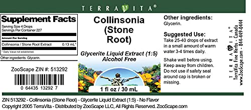 Collinsonia (Stone Root) - Glycerite Liquid Extract (1:5) - No Flavor (1 oz, ZIN: 513292) - 3 Pack