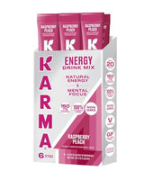 Karma Energy Hydration Packets - 6 Pack, Raspberry Peach Drink Mix with Cognizin® Nootropics, Vitamins & Immune Support, Low Calorie