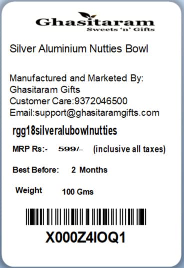Ghasitaram Gifts Chocolate - Silver Aluminium Nutties Bowl