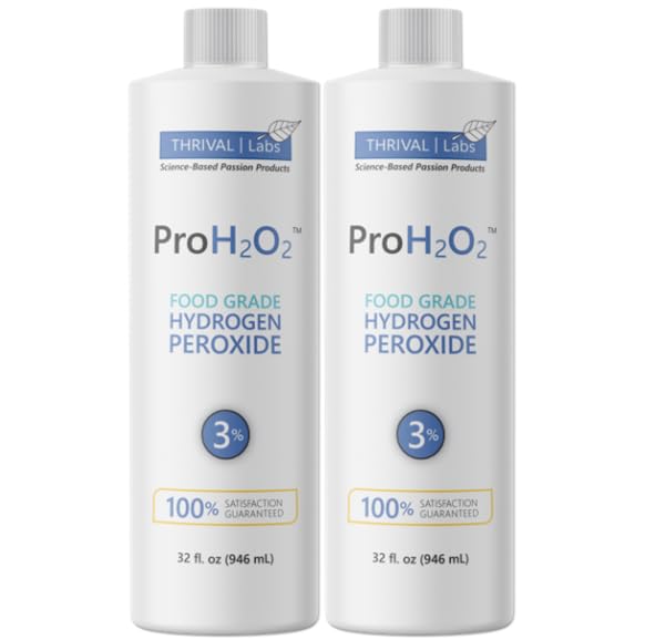Thrival Labs ProH2O2 3% Food Grade Hydrogen Peroxide - Natural Cleaner & Disinfectant - Suitable for Household Use - Ideal for Cleaning, Sanitizing