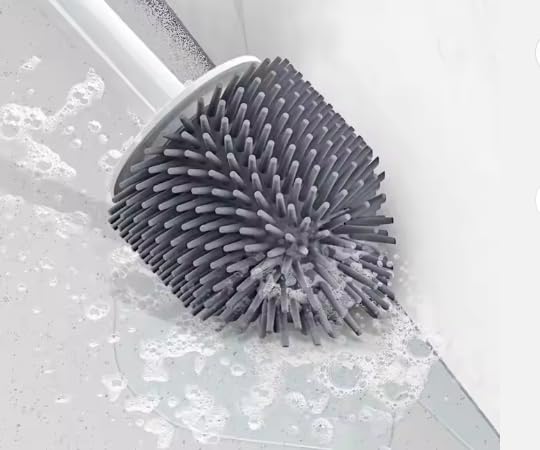 Ring King Toilet Ring Remover Silicone Toilet Brush and Holder Set| This Bathroom Accessory Brush and Holder Easily Scrub Grime, Mineral deposits