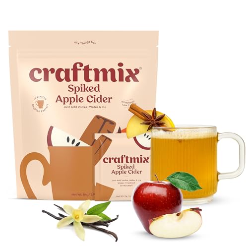 Craftmix Spiked Apple Cider Cocktail & Mocktail Drink Mixer, Skinny Mixes - Water Flavoring Packets - Made With Real Fruit - Vegan, Low-Carb