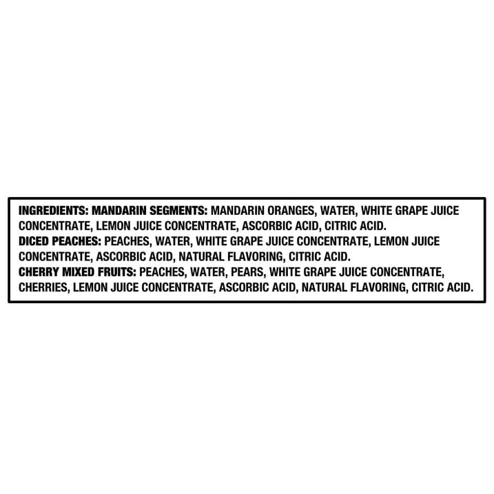 Great Value Fruit Cup Variety Pack, Diced Peaches, Mandarin Segments & Cherry Mixed Fruits in Fruit Juice, 4 oz, 24 Count (Pack of 2)