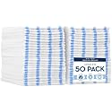 VIKING Bulk Edgeless Microfiber Cleaning Cloths, White and Blue Stripe, 50 Pack
