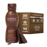 Iconic Protein Drinks, Chocolate Truffle (12 Pack) - Sugar Free & Low Carb - 20g Grass Fed Protein - Lactose Free, Gluten Free, Non-GMO, Kosher - Keto
