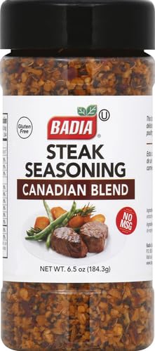 Badia Steak Seasoning Canadian Blend, 6.5 oz - Savory Salt, Garlic & Spice Mix with Paprika, Smoky Grill Rub