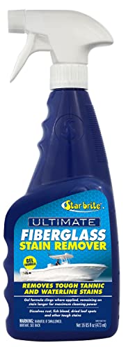 STAR BRITE Ultimate Fiberglass Stain Remover - Easy-to-Use Marine Grade Solution to Eliminate Tough Rust, Leaf & Waterline Stains for Boats and More