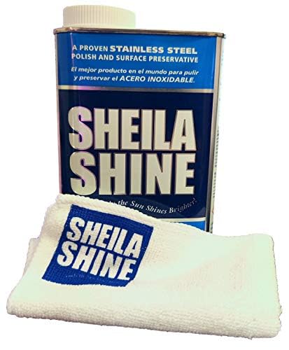 Sheila Shine 1 Quart Stainless Steel Cleaner and Polish w/Microfiber Cloth - Cleans, Polishes & Protects Kitchen Appliances, Refrigerators, Sinks