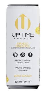 UPTIME Energy Drink, Mango Pineapple, 12 Pack, Vitamin C, L Theanine, Calcium, Sugar Free Energy Drinks for Focus Support, 142mg of Natural Caffeine