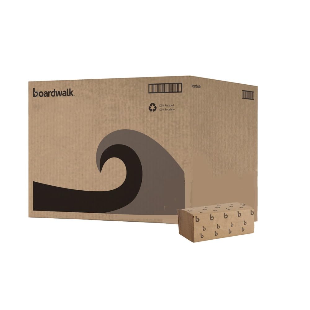 Boardwalk 6210 Paper Towel, 1-Ply Single-Fold, 9" Width x 9.45" Length, Natural (16 Pack of 250)