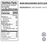 Raw Macadamia Nuts 2 Pounds Jumbo Size - Unsalted, Whole, Premium | All Natural Healthy Snack, Keto, Vegan, High Protein | Bulk Bag | Ideal for Baking