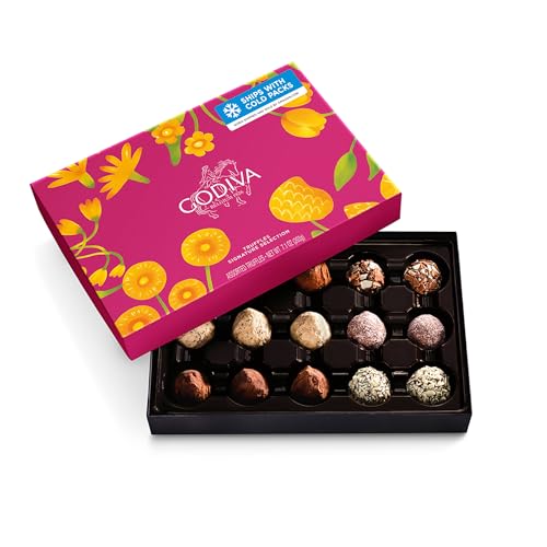 Godiva Signature Truffles Limited Edition Spring Gift Box, Belgian Dark & Milk Chocolates with Ganache Centers, Gourmet Mother's Day Chocolate Gifts