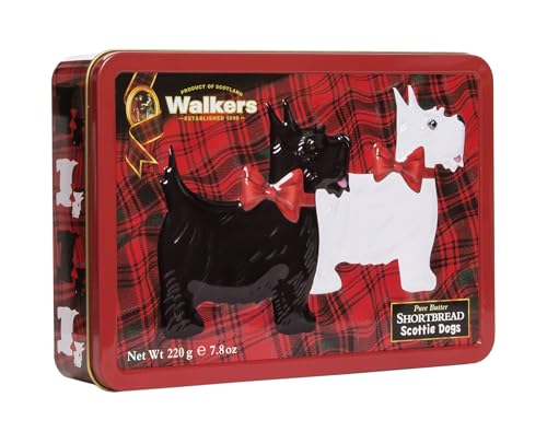 Walker's Shortbread Scottie Dog Shaped Cookies, Pure Butter Shortbread Cookies, 7.8 Oz Gift Tin