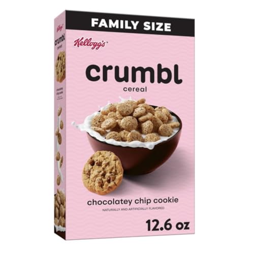 CRUMBL Chocolatey Chip Cookie Cereal, Limited Edition Kellogg's Crumble Cookies Cereal, 12.6 Ounce (Pack of 1)