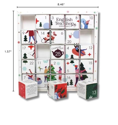 English Tea Shop Organic White Ornaments Advent Calendar Puzzle 25 Loose Leaf Tea Pyramid Bags