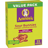 Annie's Sour Bunnies Fruit Flavored Snacks, Cherry, Lemon & Orange Flavors, Made With Organic Fruit Juice, Value Pack, 15.4 oz