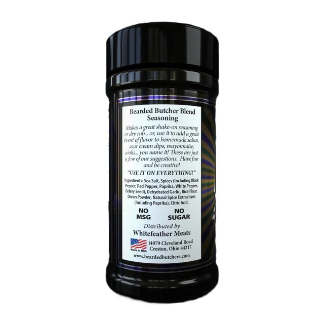 Bearded Butchers Cajun Blend Seasoning, 6oz Shaker - Medium Heat, Perfect for Soup, Salad, Seafood, Chicken, Fish, and More - No MSG, Gluten-Free
