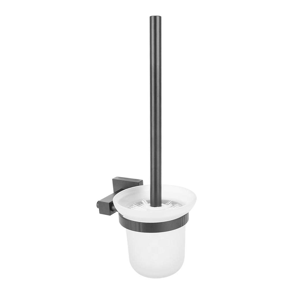 TOPINCN Household Black Bathroom Toilet Brush Holder Set Wall Mounted Long Handle Brush with Cup