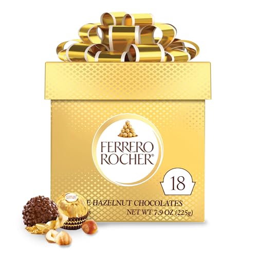 Ferrero Rocher, Premium Milk Chocolate Hazelnut, Individually Wrapped, 18-Count Gift Box, 7.9 oz