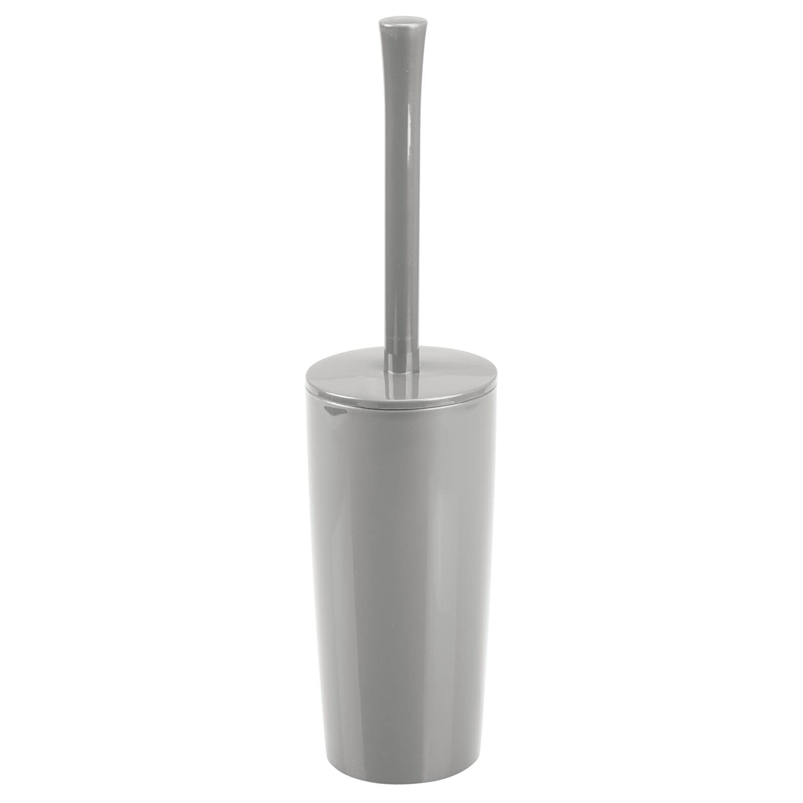 mDesign Slim Plastic Toilet Bowl Brush and Holder Set, Modern Compact Storage Organizer Cleaner Scrubber for Toilet - Heavy Duty Cleaning Plunger