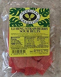 (Pack of 5) Hawaiian Tradition Li Hing Strawberry Sour Belts 2.5 Oz. Bag