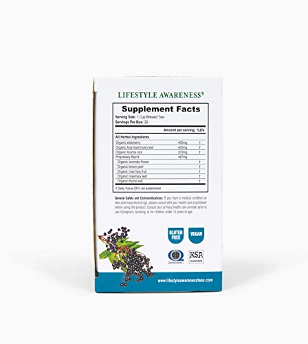 Lifestyle Awareness Organic Immunity Now Tea with Fortifying Elderberry, Caffeine Free, 20 Count