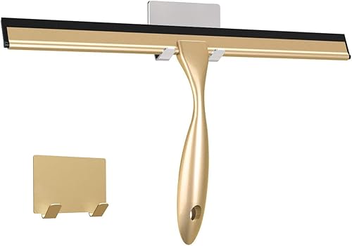 TopCharm Shower Squeegee for Doors & Windows, All-Purpose, Stainless Steel, 14 Inch, Golden
