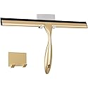 TopCharm Shower Squeegee for Doors & Windows, All-Purpose, Stainless Steel, 14 Inch, Golden