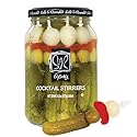 Sable & Rosenfeld Tipsy Garlic & Dill Cocktail Stirrers 16 oz Jar (Pack of 1), Hand-Packed Martini Pickles and Olive Skewers, Kosher, Gluten-Free