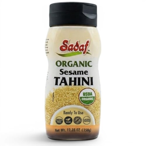 Sadaf Organic Sesame Tahini Squeeze Bottle 12.35 oz - 100% Organic Sesame Paste for Hummus, Dressings & Dips