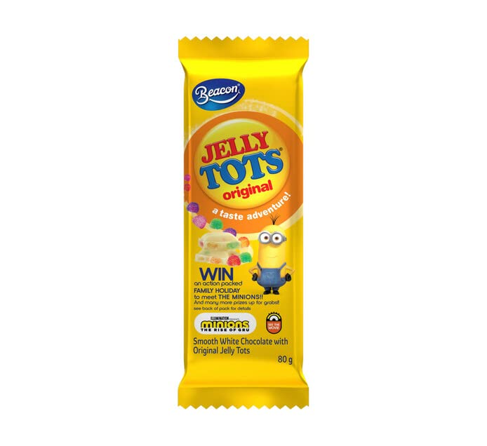 Beacon Jelly Tots White Chocolate | 80g * 4 Bars | White Milk Chocolate | Jelly Tots |