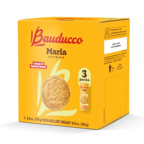 Bauducco Maria Cookies, 18.0 oz (Pack of 3) - Classic Crispy Cookies for Snacking, Coffee, or Tea - Perfect Dessert Treat with No Artificial Flavors