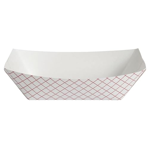 ICE N COLD Medium Paper Food Boat (5lb, 250ct) Disposable Red & White Checkered Paper Food Trays Dimensions 9.5" x 7.5" x 1.25" | Made in USA