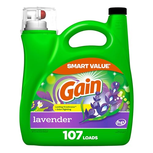 Gain Liquid Laundry Detergent, Lavender Scent, 154 fl oz, 107 loads, HE compatible, Laundry Detergent Liquid Soap
